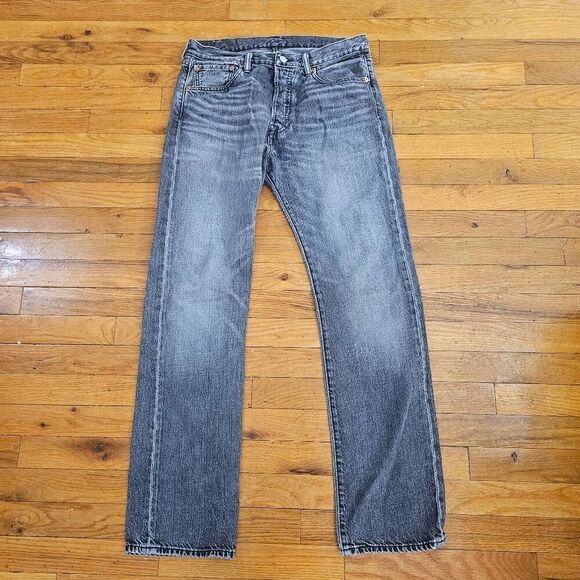 Levis 501 Straight Leg Jeans Men's 32x32 Dark Wash Grey Denim - Picture 1 of 9
